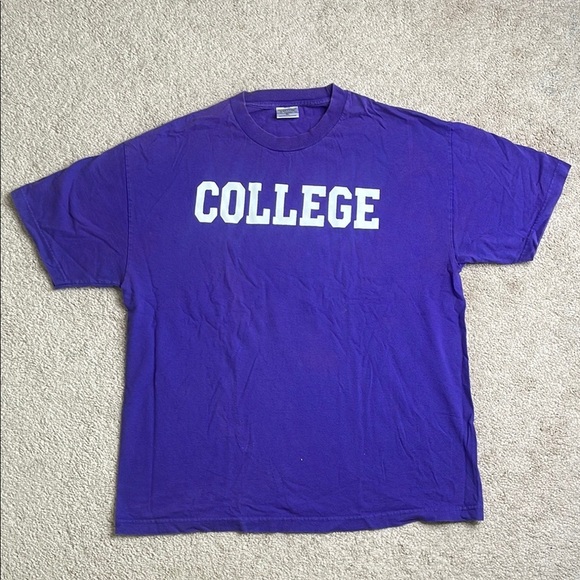 TCEC Other - TCE “COLLEGE” Purple and White Short Sleeve Tee